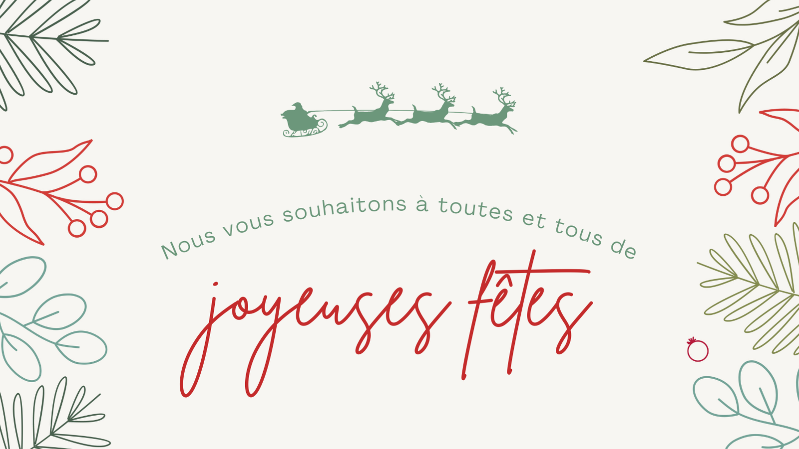 Vert Rouge Simple Joyeuses fetes Couverture Facebook